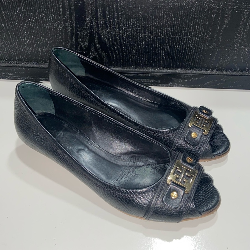 Used once Tory Burch Carnell Open Toe Wedges